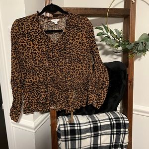 Leopard peplum blouse